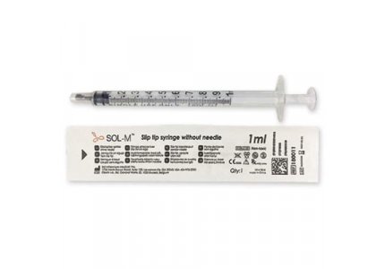 Strzykawka tuberkulinowa SOL-M 1 ml luer skalowana co 0,01 ml typu LDS - Low dead /op. 100 szt